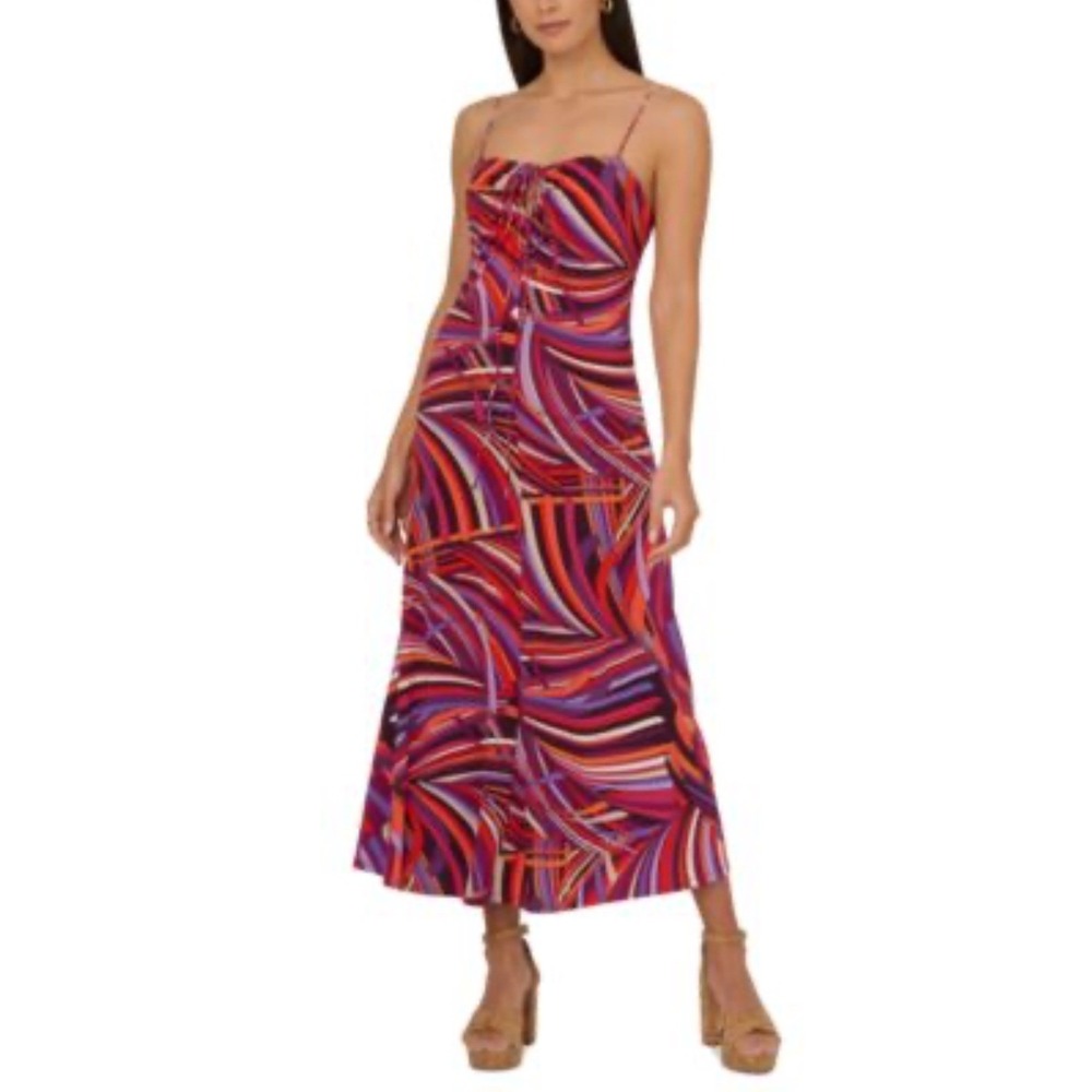 Adrianna Papell Maxi Dress Sleeveless Purple Red Abstract Women's Size 12 NWT‎